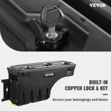VEVOR Caja de almacenamiento para cama de camión, tapa con cerradura, caja de herramientas impermeable ABS para ruedas de 6,6 galones/20 L, compatible con Chevrolet Silverado 1500 GMC Sierra 1500 2019-2021, lado del conductor, negro