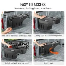 VEVOR Caja de almacenamiento para cama de camión, tapa con cerradura, caja de herramientas impermeable ABS para ruedas de 6,6 galones/20 L, compatible con Chevrolet Silverado 1500 GMC Sierra 1500 2019-2021, lado del conductor, negro