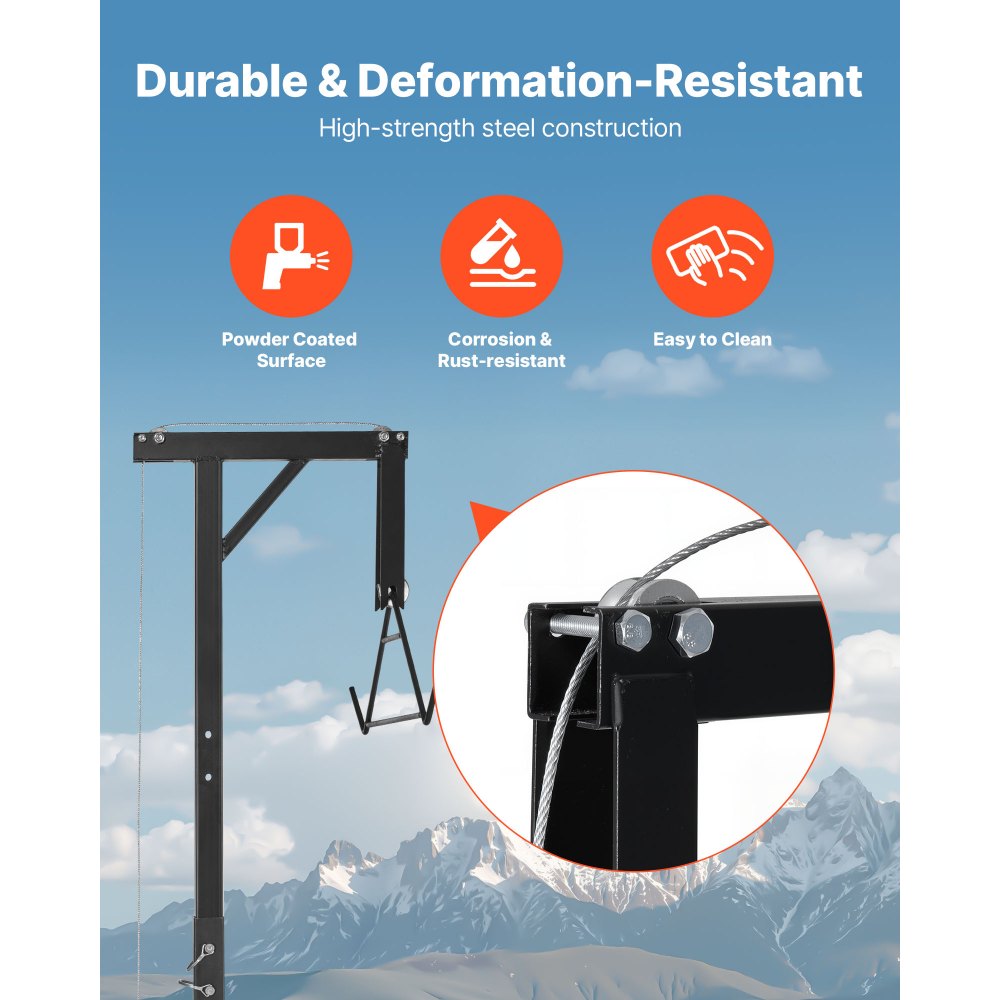 VEVOR - Polipasto de enganche para camión, capacidad de carga de 300 lb, polipasto para caza de ciervos con receptor de 2 pulgadas, eje giratorio de 360 grados y altura ajustable, incluye cabrestante Gambrel para desollar y limpiar la presa