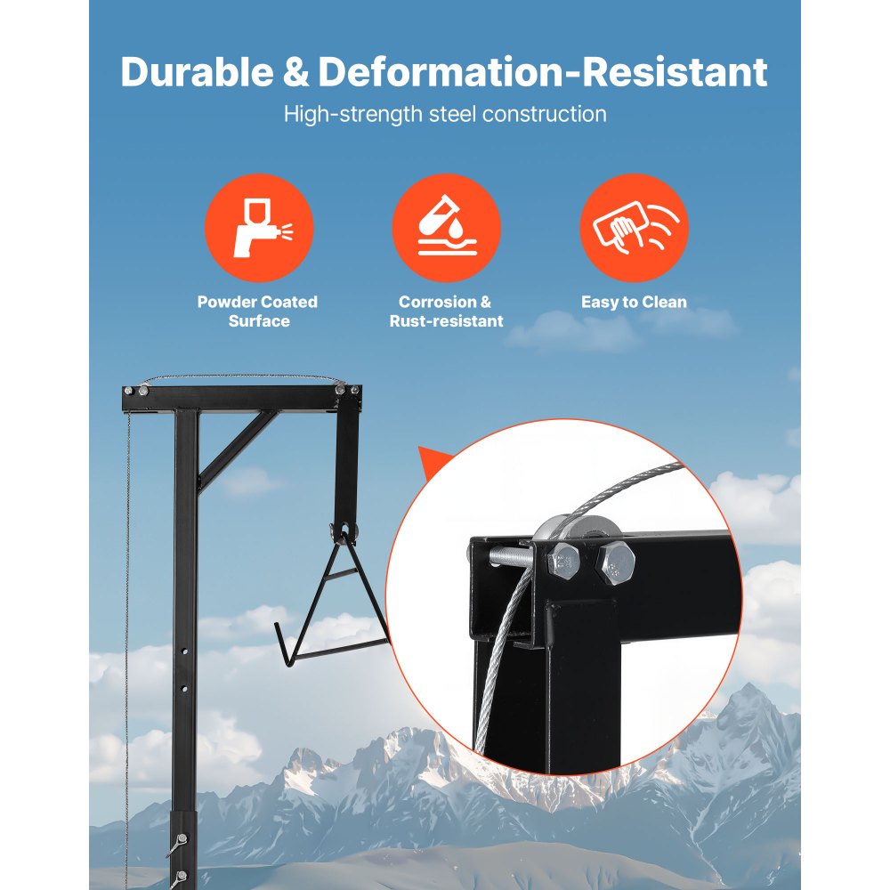 Elevador de caza VEVOR para enganche de camión, capacidad de carga de 272 kg, elevador para ciervos con receptor de 5 cm, eje giratorio de 360 grados y altura ajustable, incluye cabrestante para desollar y limpiar la pieza.