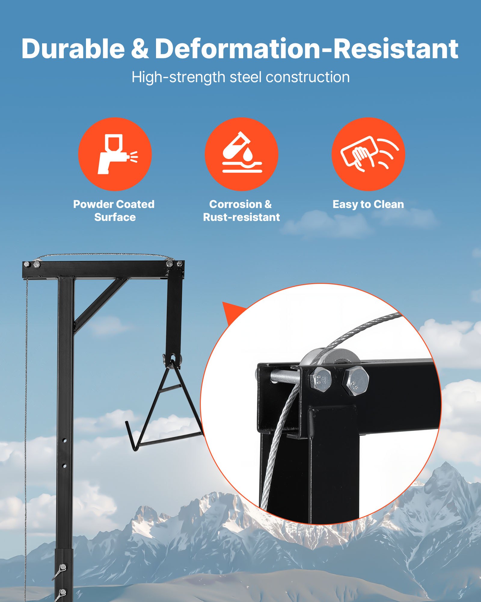 Elevador de caza VEVOR para enganche de camión, capacidad de carga de 272 kg, elevador para ciervos con receptor de 5 cm, eje giratorio de 360 grados y altura ajustable, incluye cabrestante para desollar y limpiar la pieza.