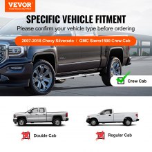Estribos VEVOR, barras de 6" compatibles con Chevy Silverado/GMC Sierra 1500 Crew Cab 2007-2018/2500HD 3500HD 1500 LD 2019, estribos laterales de acero inoxidable 201, capacidad de 500 libras, 2 piezas