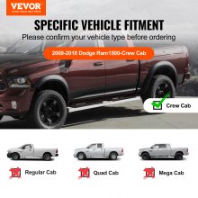 VEVOR estribos de 6 pulgadas para Dodge Ram 1500 Crew Cab 2009-2018, 500 libras