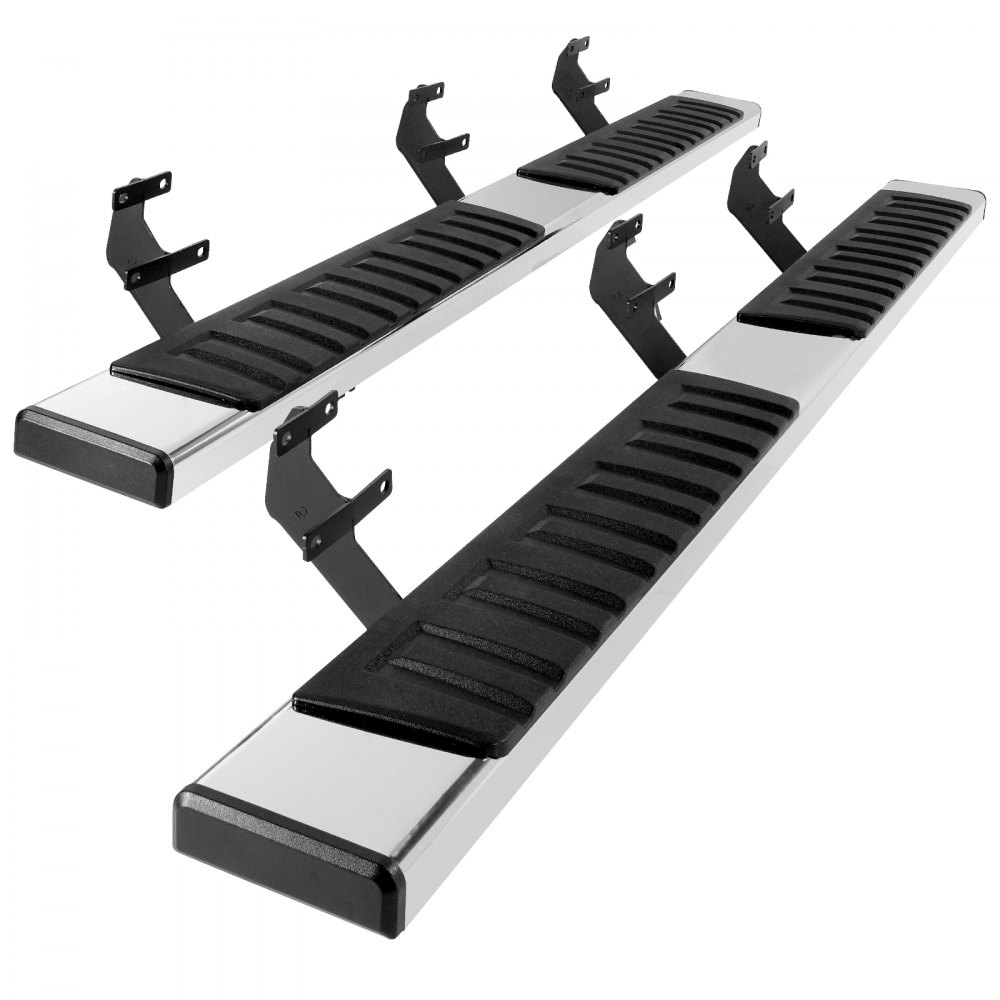 Estribos VEVOR de 15 cm (6") compatibles con Ford F150 Crew Cab 2015-2023/Ford F-250 F-350 Super Duty Crew Cab 2017-2023, estribos laterales de acero inoxidable 201, capacidad de 226 kg (500 lb), 2 piezas
