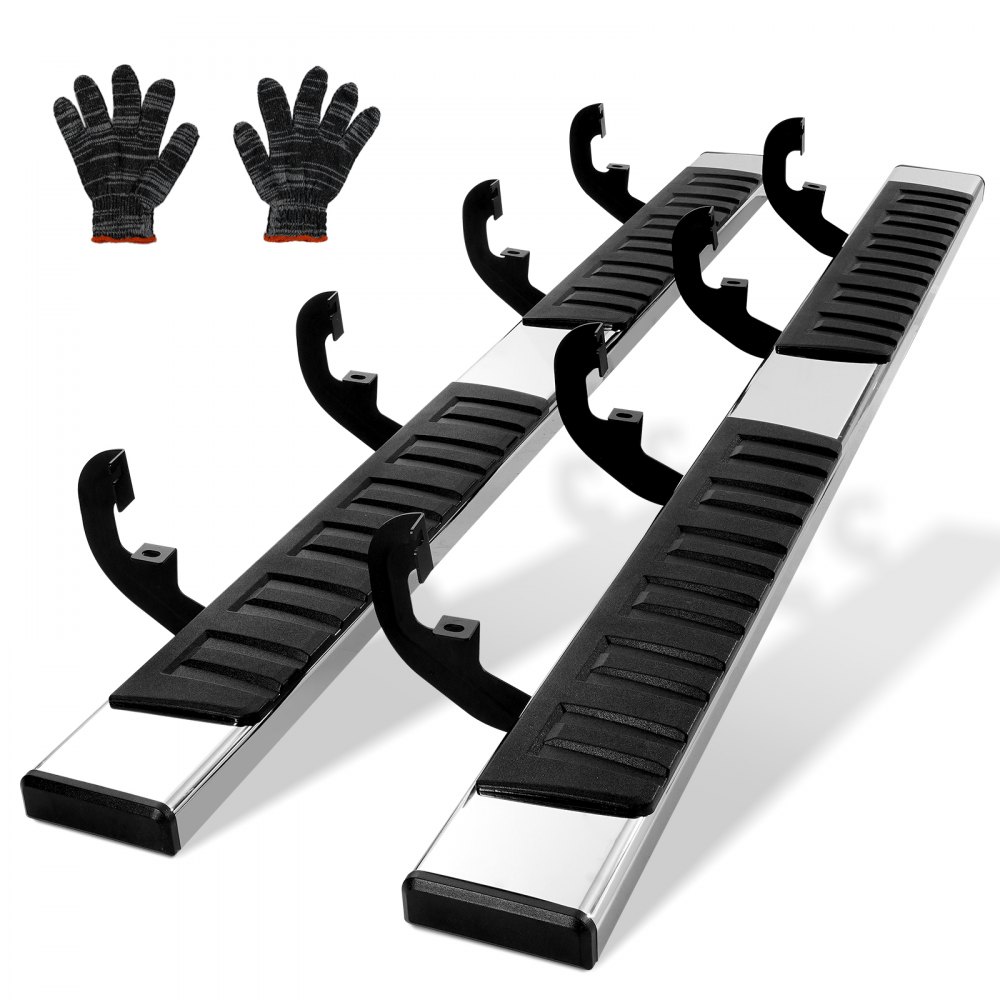 Estribos VEVOR de 6 pulgadas, compatibles con Chevy Silverado/GMC Sierra 1500 (2019-2023) y Silverado/Sierra 2500/3500HD Crew Cab (2020-2024), de acero inoxidable 201, 2 piezas, capacidad de carga de 500 libras.