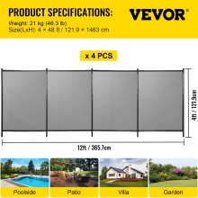 Valla de seguridad para piscina VEVOR Sentry, 4 x 48 pies, tamaño de orificio de valla de piscina extraíble, 1,1 x 3,5 pulgadas, vallas de piscina para piscinas enterradas, 44 mangas, valla de piscina DIY de Life Saver, kit de sección de cercas, color negro