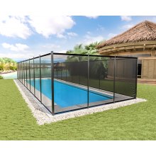 Valla de seguridad para piscina VEVOR Sentry, 4 x 48 pies, tamaño de orificio de valla de piscina extraíble, 1,1 x 3,5 pulgadas, vallas de piscina para piscinas enterradas, 44 mangas, valla de piscina DIY de Life Saver, kit de sección de cercas, color negro