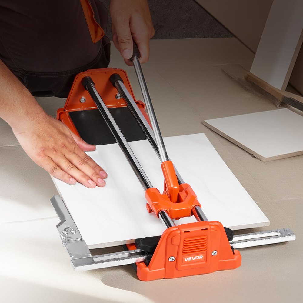 VEVOR 17-Inch Manual Tile Cutter for Wall & Polished Tiles,Double Rails for Precise Cutting, Tungsten Carbide Wheel,Non-Slip Handle,Anti-Displacement Pressure Rod,Precise Cuts for Pros & Beginners