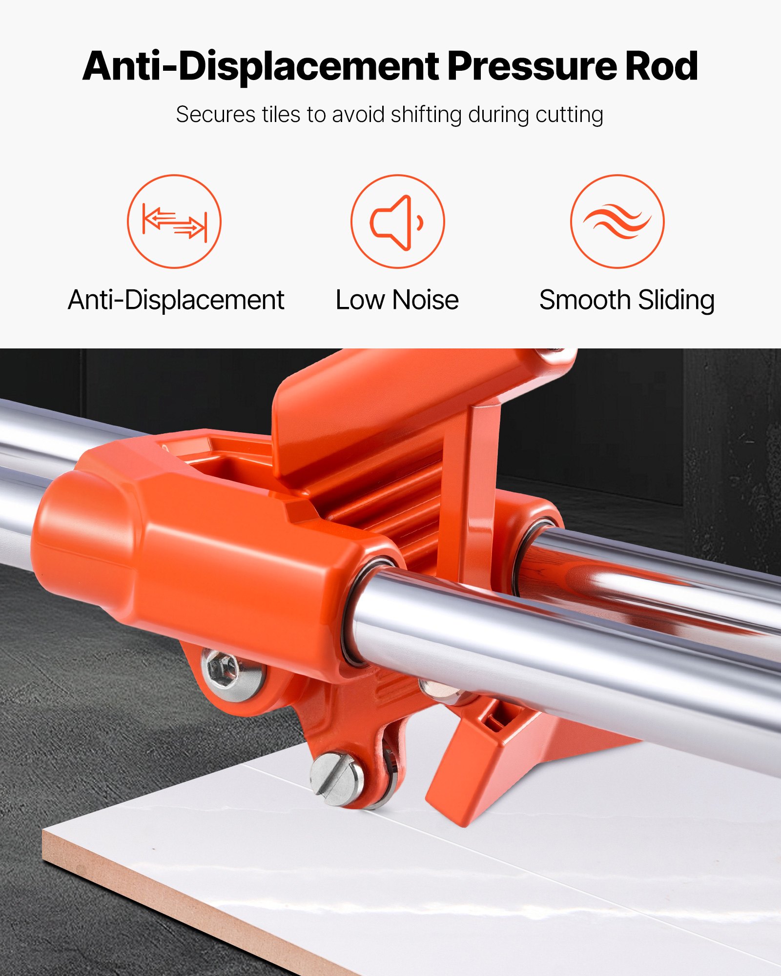 VEVOR 17-Inch Manual Tile Cutter for Wall & Polished Tiles,Double Rails for Precise Cutting, Tungsten Carbide Wheel,Non-Slip Handle,Anti-Displacement Pressure Rod,Precise Cuts for Pros & Beginners