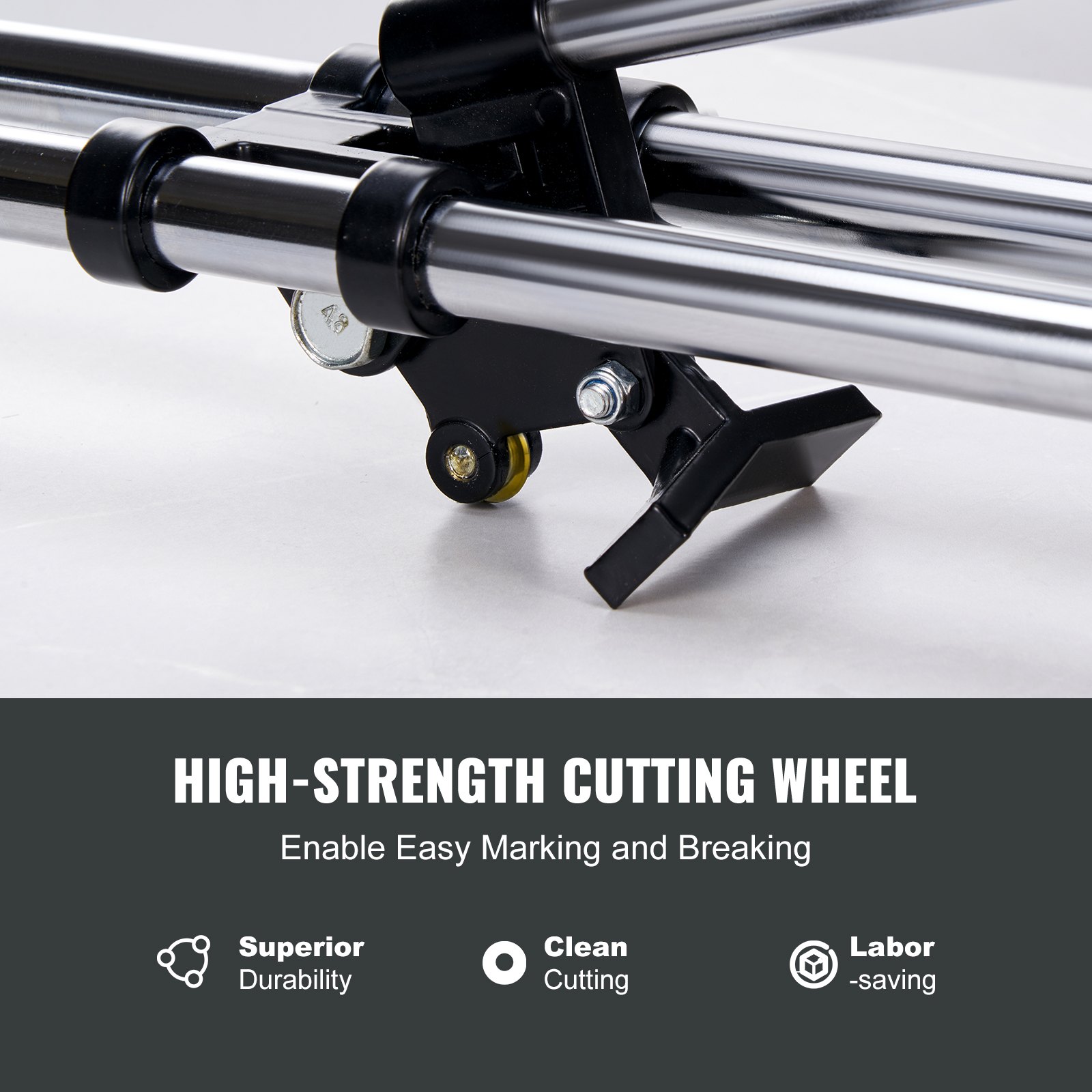 Cortadora manual de azulejos VEVOR de 17 pulgadas, cortadora de azulejos de cerámica y porcelana con rueda de corte de carburo de tungsteno, posicionamiento infrarrojo, patas antideslizantes y rieles dobles para instaladores profesionales o principiantes.