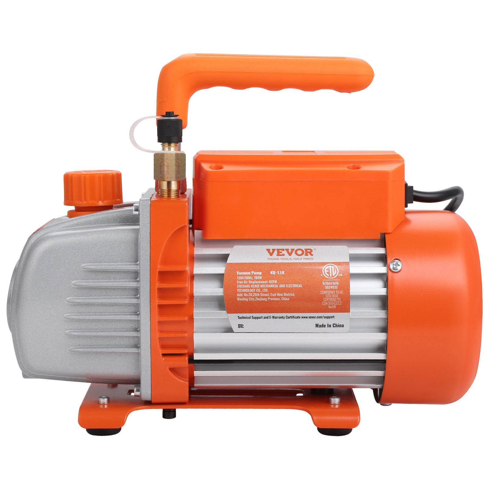 VEVOR 1/4 HP 4.5 CFM AC Bomba de vacío y juego de manómetro, paleta rotativa de una sola etapa HVAC bomba de vacío de aire A/C kit de refrigerante conjunto de manómetro, con bolsa de transporte de man