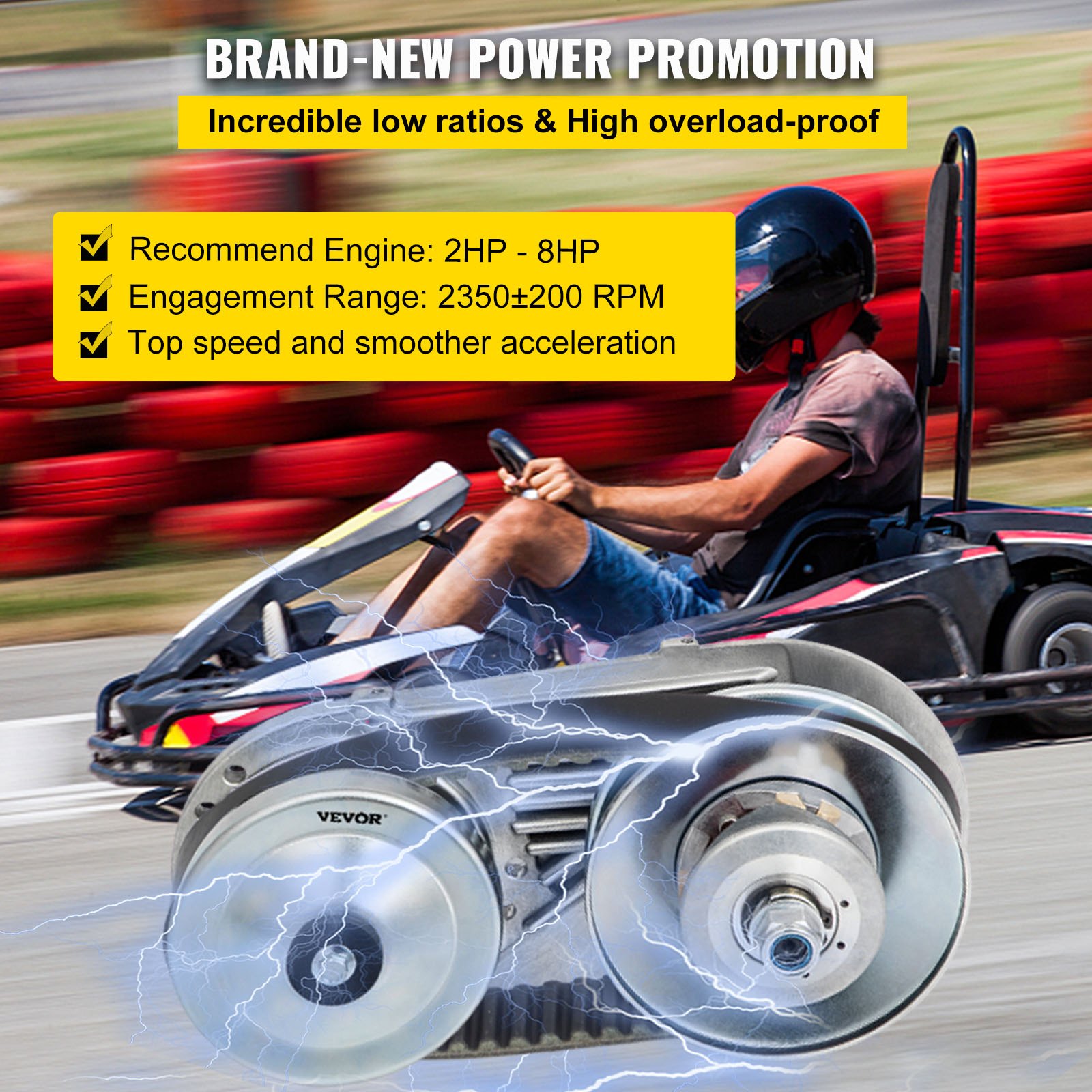 Kit convertidor de par para karts VEVOR, mejora la velocidad y la aceleración, se adapta a motores de 2 hp a 8 hp.