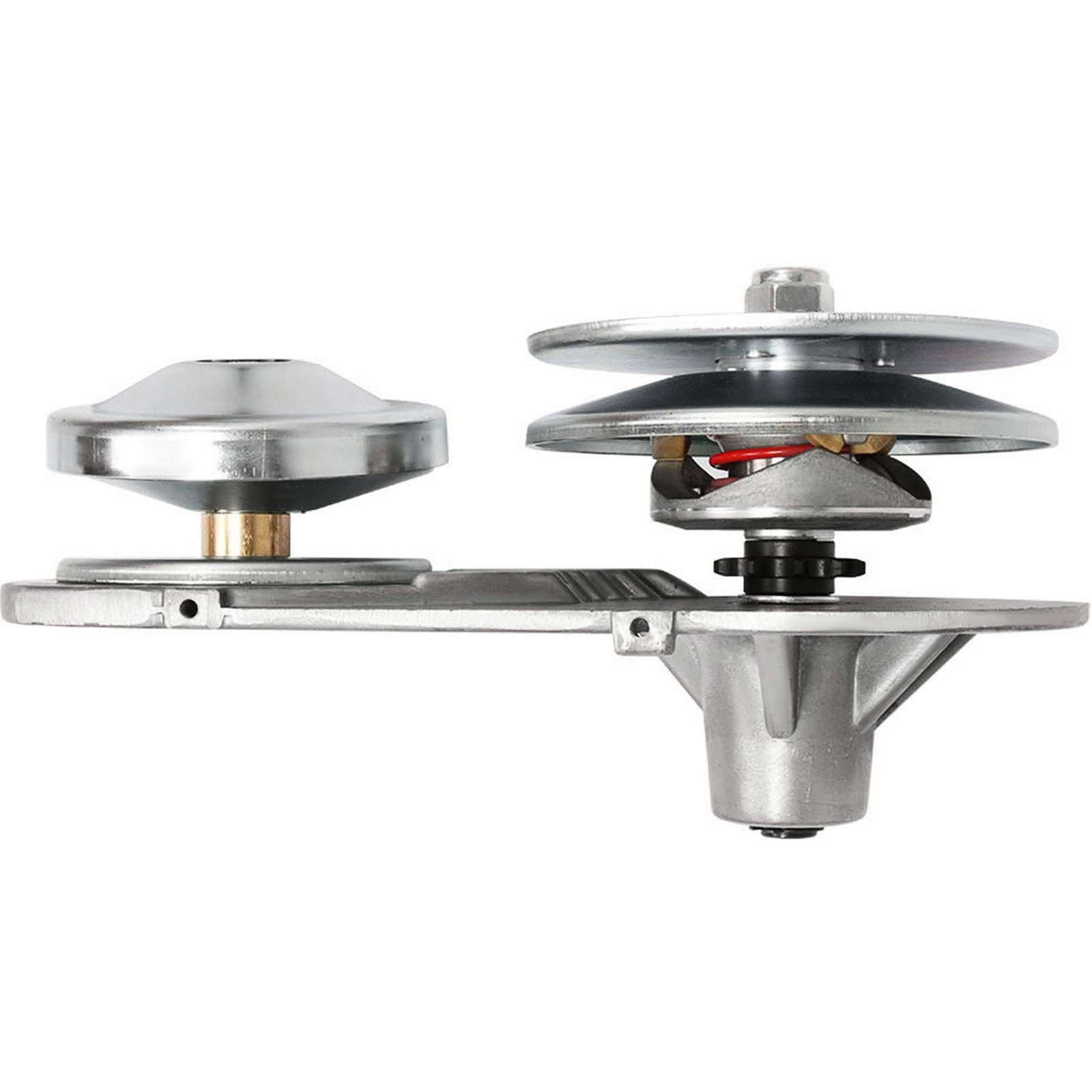 Convertidor de par VEVOR con dos poleas plateadas y una base de metal resistente.