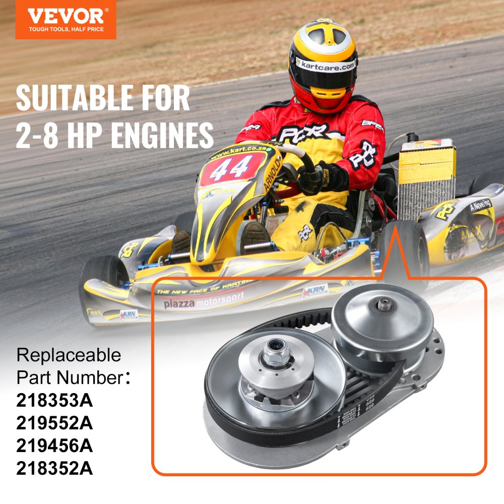 Embrague de transmisión VEVOR, motor de 2-8 HP, embrague de transmisión de alta resistencia de 2000 RPM con ruedas de diseño asimétrico y correa de goma robusta, embrague resistente y duradero con accesorios completos, apto para varios motores.