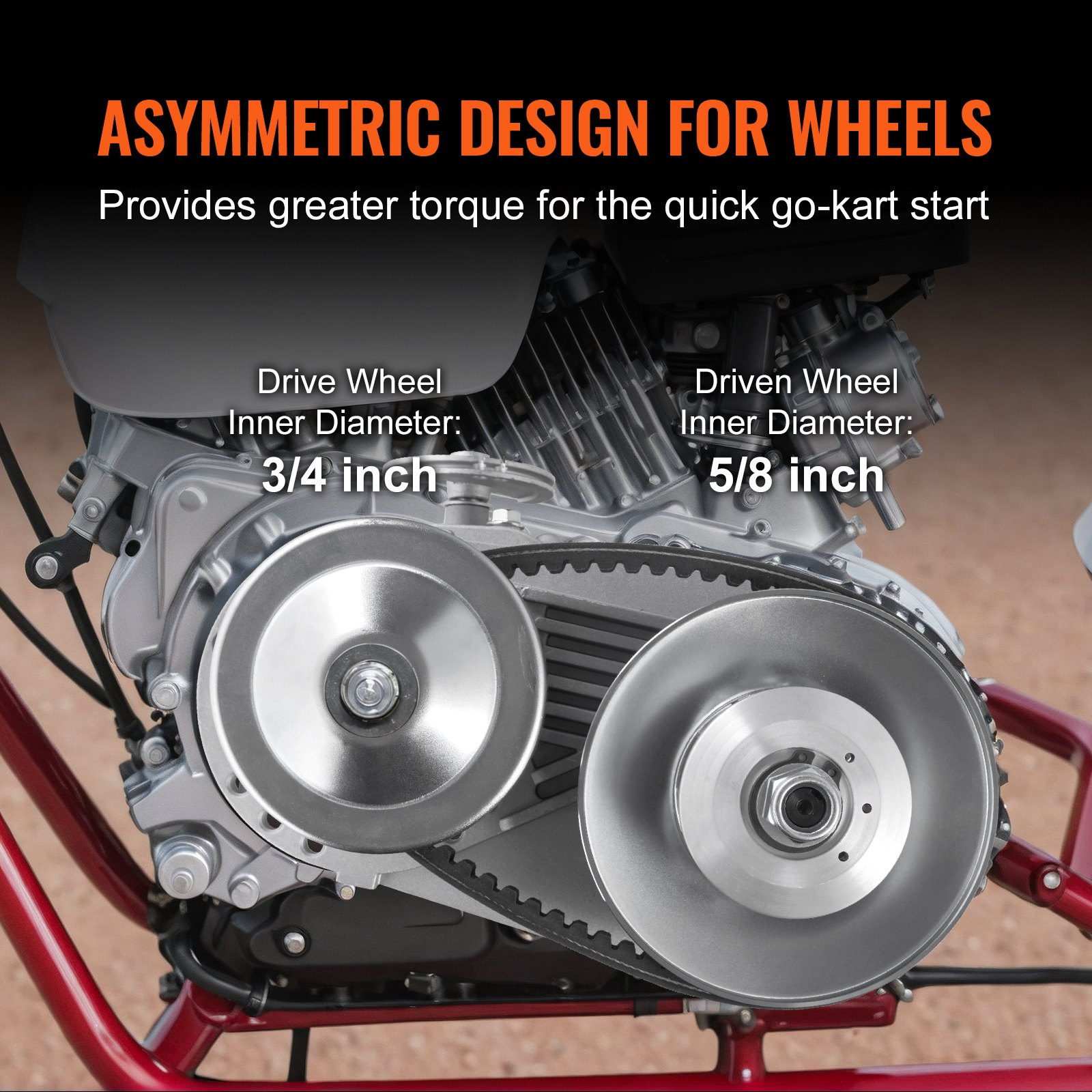 Embrague de transmisión VEVOR, motor de 2-8 HP, embrague de transmisión de alta resistencia de 2000 RPM con ruedas de diseño asimétrico y correa de goma robusta, embrague resistente y duradero con accesorios completos, apto para varios motores.