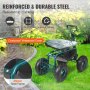 VEVOR Carrito de jardín con ruedas, taburete de jardinería para plantar, asiento giratorio de 360 ​​grados, patinete con mango de dirección y bandeja de herramientas, uso para patio, patio y exteriores, color verde