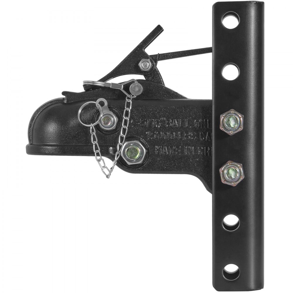 Kit de enganche de remolque ajustable VEVOR y soporte de canal de 5 posiciones, bola de enganche de 2-5/16", capacidad de 15 000 lb, enganche de canal de fundición resistente, para remolcar caravanas, camionetas y SUV, revestimiento negro.