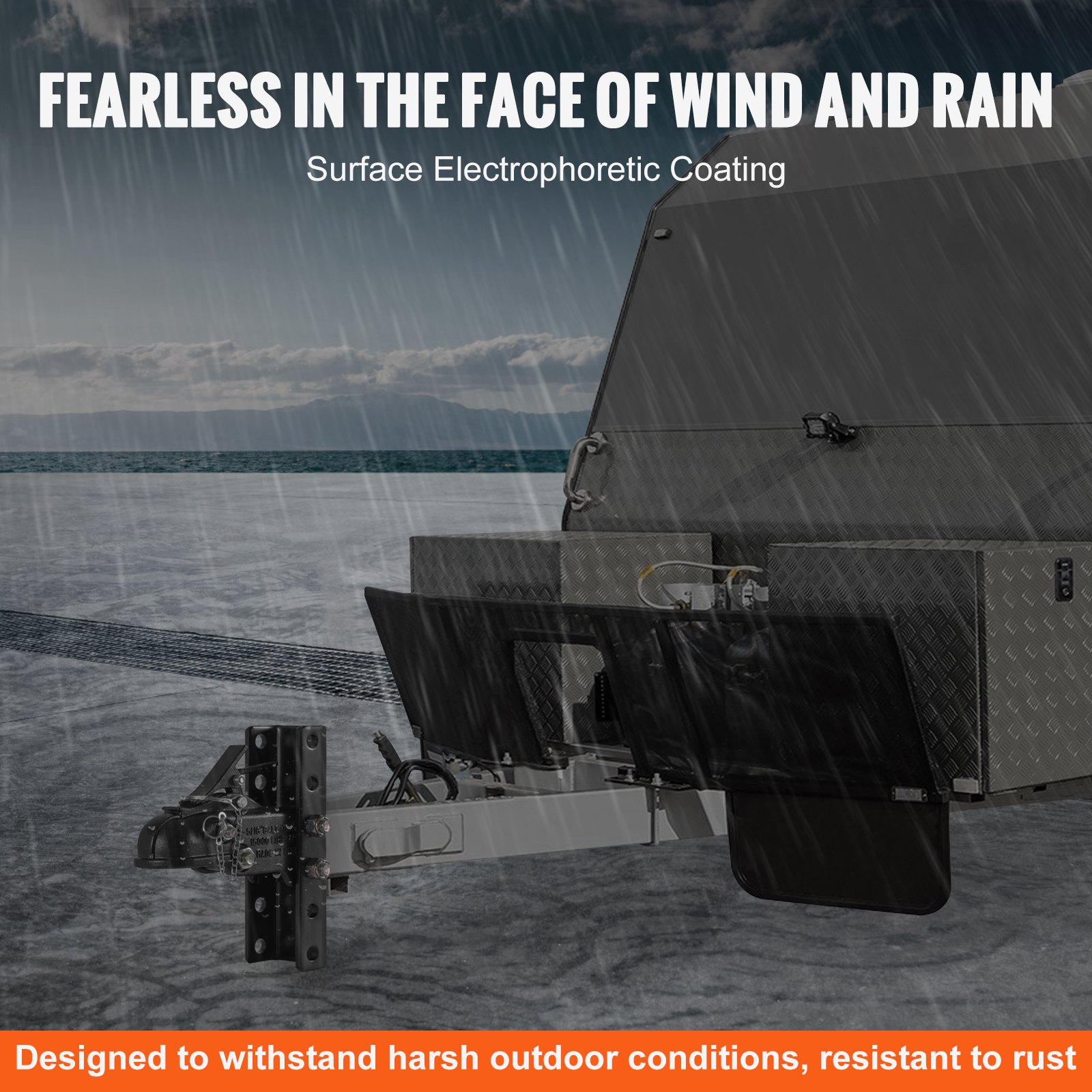 Kit de enganche de remolque ajustable VEVOR y soporte de canal de 5 posiciones, bola de enganche de 2-5/16", capacidad de 15 000 lb, enganche de canal de fundición resistente, para remolcar caravanas, camionetas y SUV, revestimiento negro.