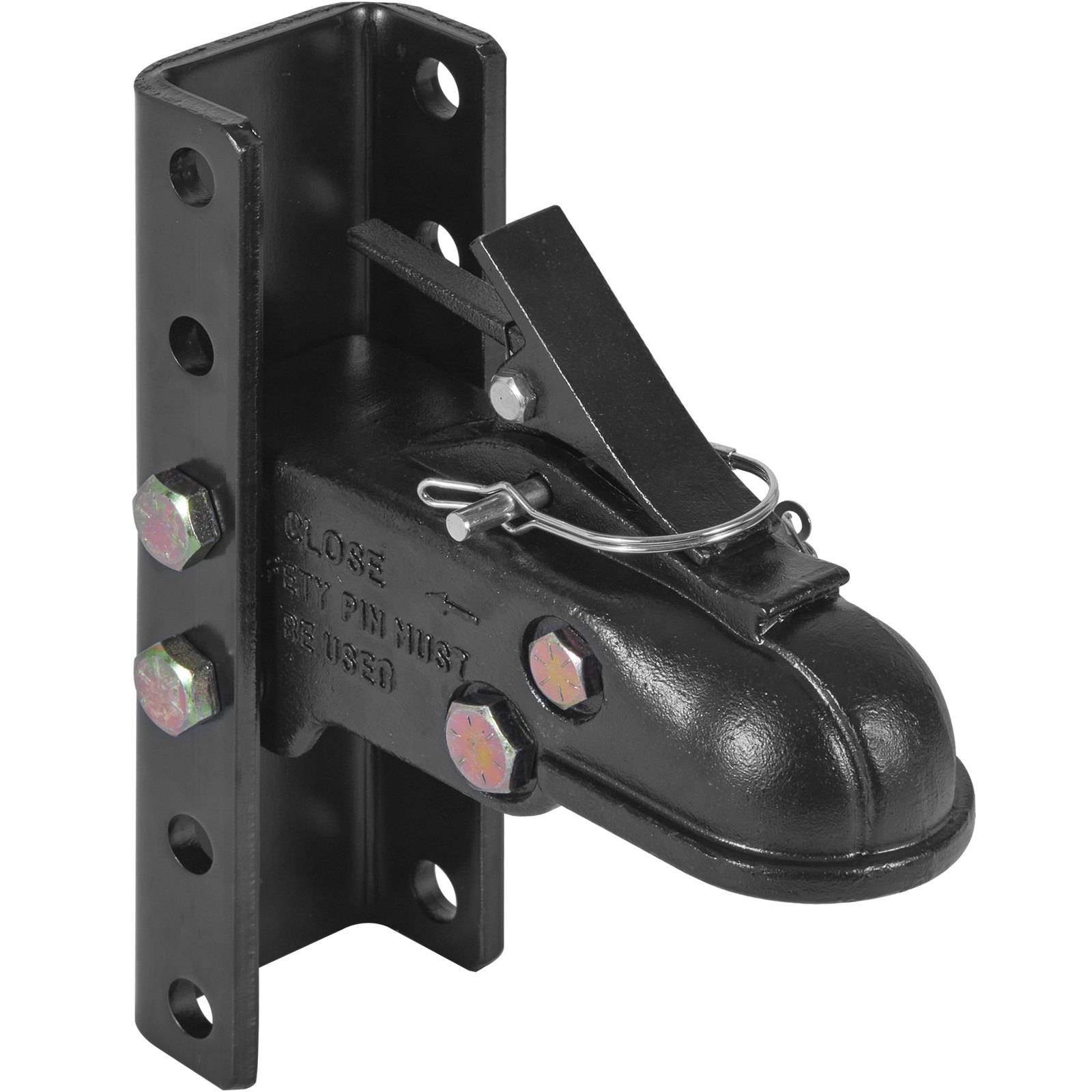 Kit de enganche de remolque ajustable VEVOR y soporte de canal de 5 posiciones, bola de enganche de 2-5/16", capacidad de 15 000 lb, enganche de canal de fundición resistente, para remolcar caravanas, camionetas y SUV, revestimiento negro.