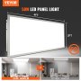 Pantalla de luz LED plana VEVOR de 50 W, dimensiones 4 pies x 2 pies, comparación de iluminación de 6000 lm frente a 3000 lm.