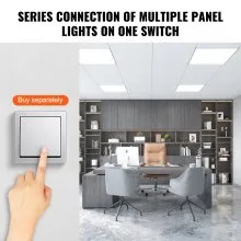VEVOR 1 paquete de luz LED de panel plano de 2 x 4 pies, 6000 lm 50 W, lámpara de techo LED de montaje en superficie con temperatura de color ajustable 3500 K/4000 K/5000 K, ultra delgada para el hogar, probado según los estándares