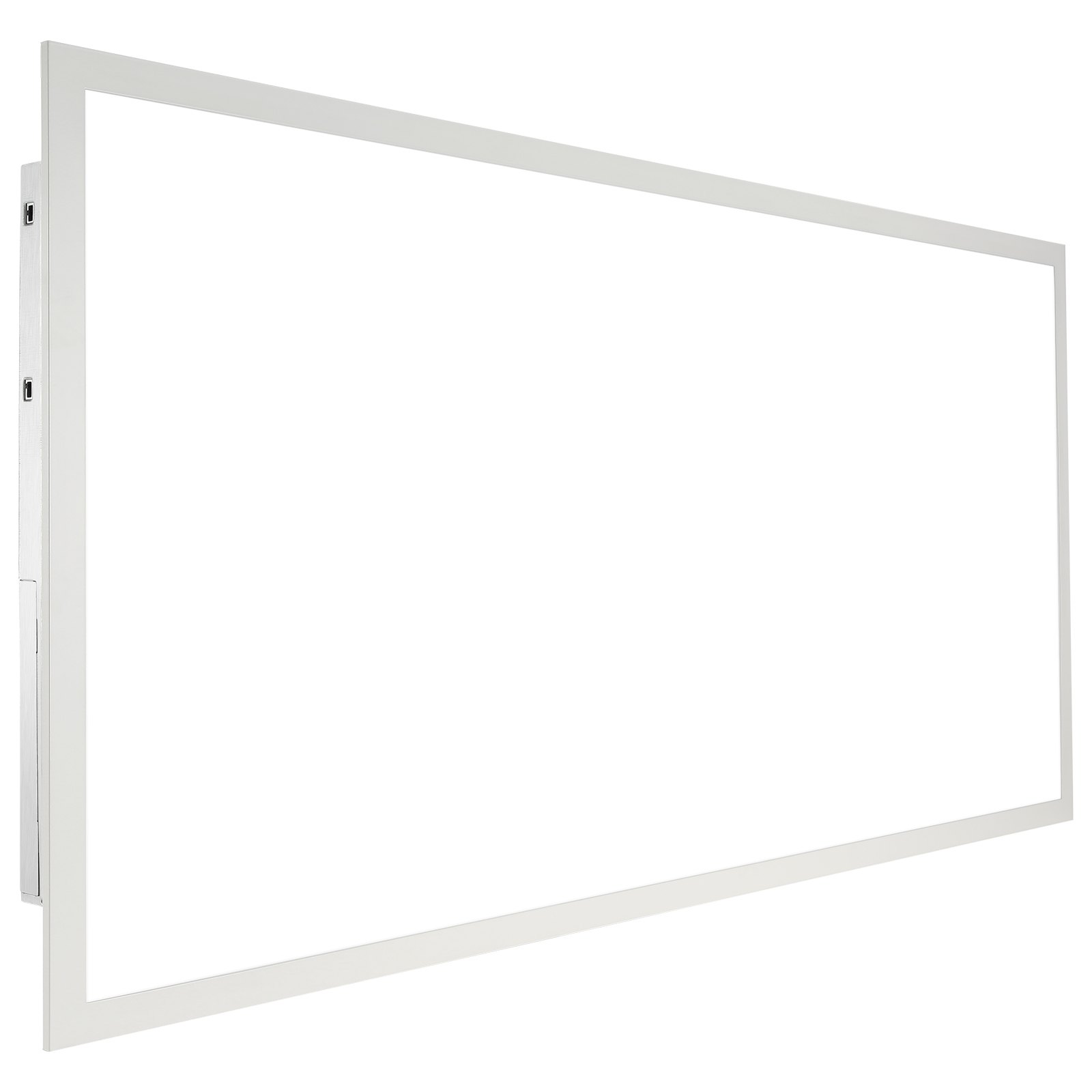 Lámpara de panel plano LED VEVOR con marco blanco, mostrada desde una vista lateral en ángulo.