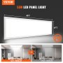 Comparación de luz de panel plano LED VEVOR, 55 W, dimensiones 4 pies x 1 pie, brillo de 6600 lm. Certificado fc.