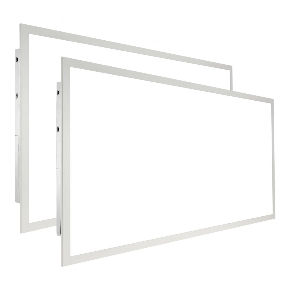 Par de luces LED de panel plano VEVOR con marcos blancos delgados, vista en ángulo que muestra un diseño elegante.
