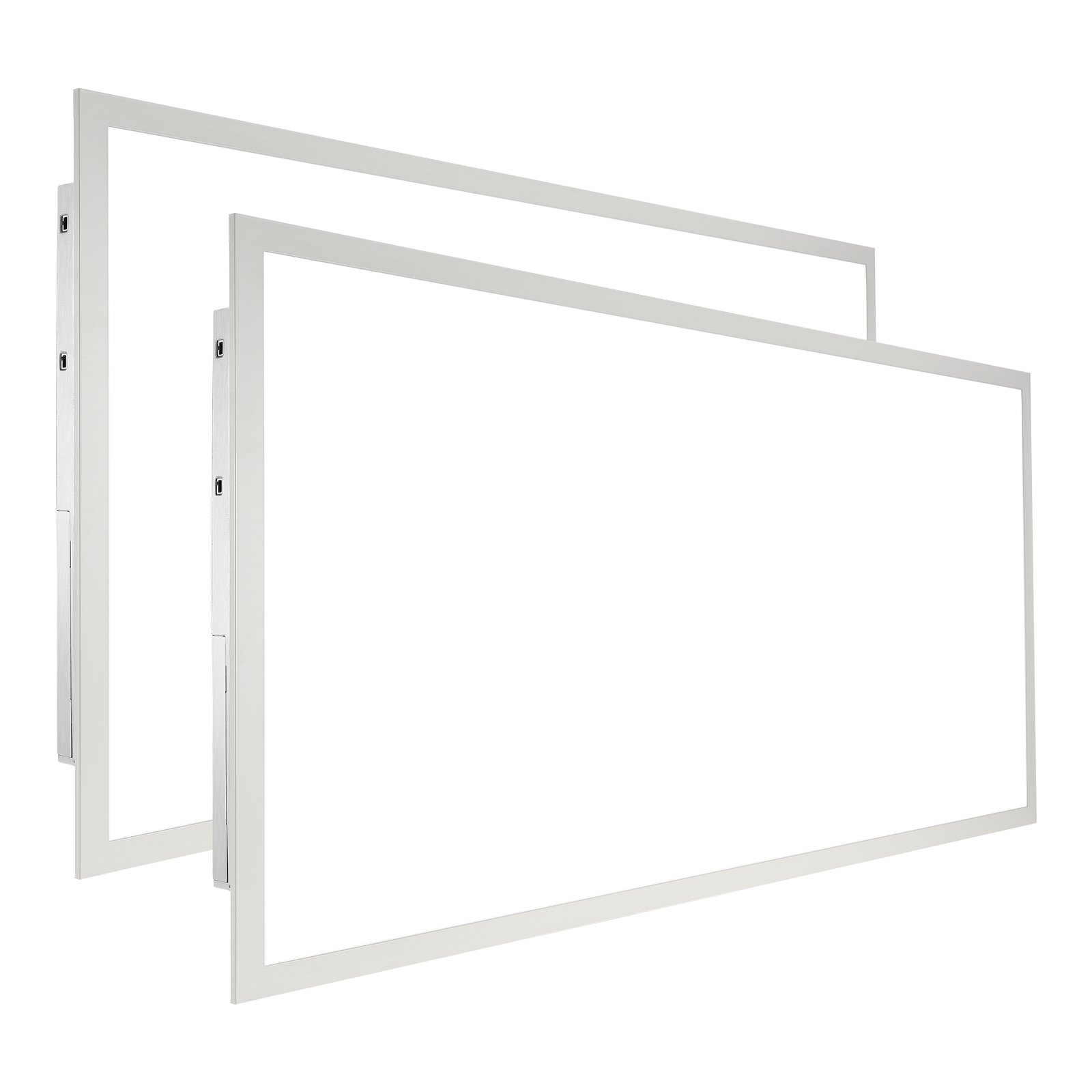 Par de luces LED de panel plano VEVOR con marcos blancos delgados, vista en ángulo que muestra un diseño elegante.