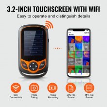 VEVOR Cámara de imagen térmica, cámara termográfica infrarroja de bolsillo con resolución IR de 256 x 192 con WiFi, bolsillo para cámara térmica con frecuencia de actualización de 25 Hz con pantalla táctil de 3,2", cámara visual de 0,3 MP, -4 ℉-1022 ℉, IP54