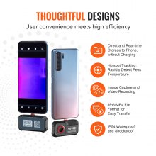 VEVOR Cámara de imagen térmica para Android, cámara térmica infrarroja con resolución IR de 256 x 192 con cámara visual, cámara térmica de frecuencia de actualización de 25 Hz para teléfono inteligente/tableta, rango de temperatura de -4-1022 °F, IP54