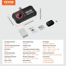 VEVOR Cámara de imagen térmica para Android, cámara térmica infrarroja con resolución IR de 256 x 192 con cámara visual, cámara térmica de frecuencia de actualización de 25 Hz para teléfono inteligente/tableta, rango de temperatura de -4-1022 °F, IP54