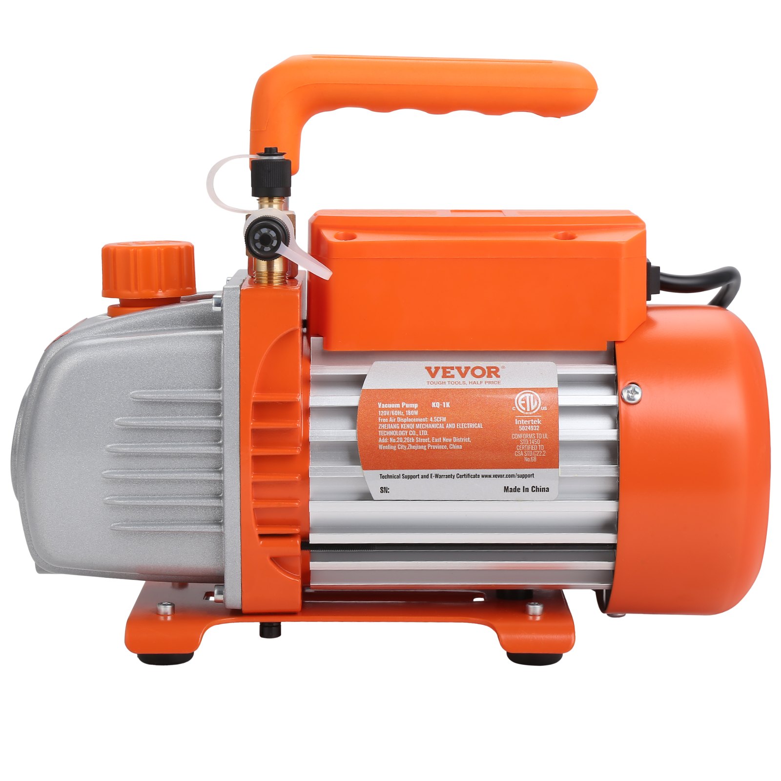 VEVOR 1/4 HP 4.5 CFM AC Bomba de vacío y juego de medidores, bomba de vacío de aire HVAC de paletas rotativas de una sola etapa A/C Kit de refrigerante Juego de medidores de colector, con bolsa de tra
