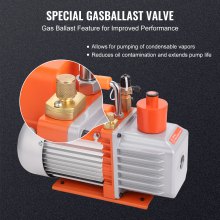 VEVOR Bomba de vacío de paletas rotativas de 2 etapas de 1/2 HP, 7 CFM, bomba de vacío de aire acondicionado de 120 V, 1/4" SAE macho 3/8" SAE macho 1/2" ACME entrada macho, para reparación de HVAC, mantenimiento de refrigeración, desgasificación de resina