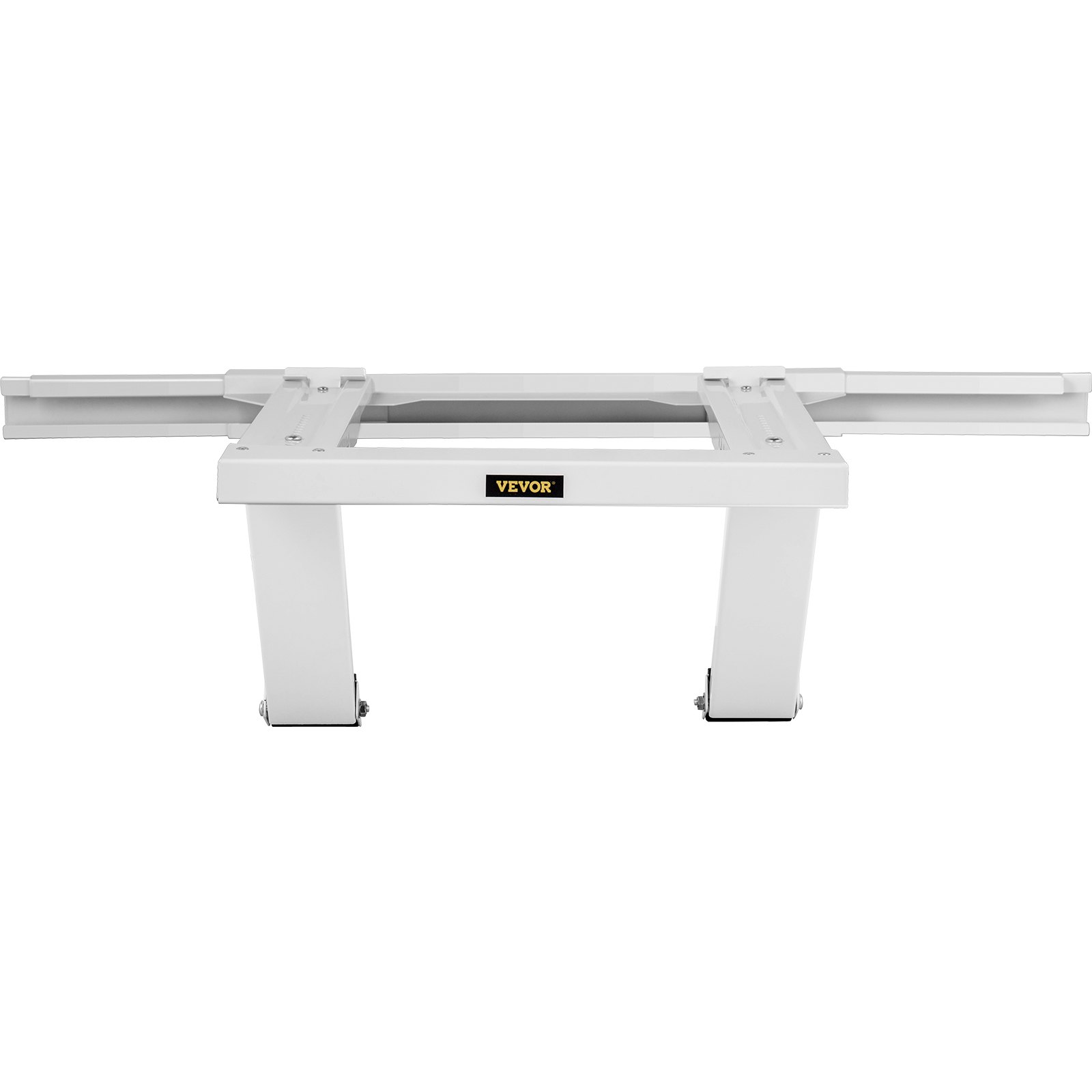 Soporte de aire acondicionado VEVOR en color blanco con brazos ajustables y patas sólidas para mayor estabilidad.