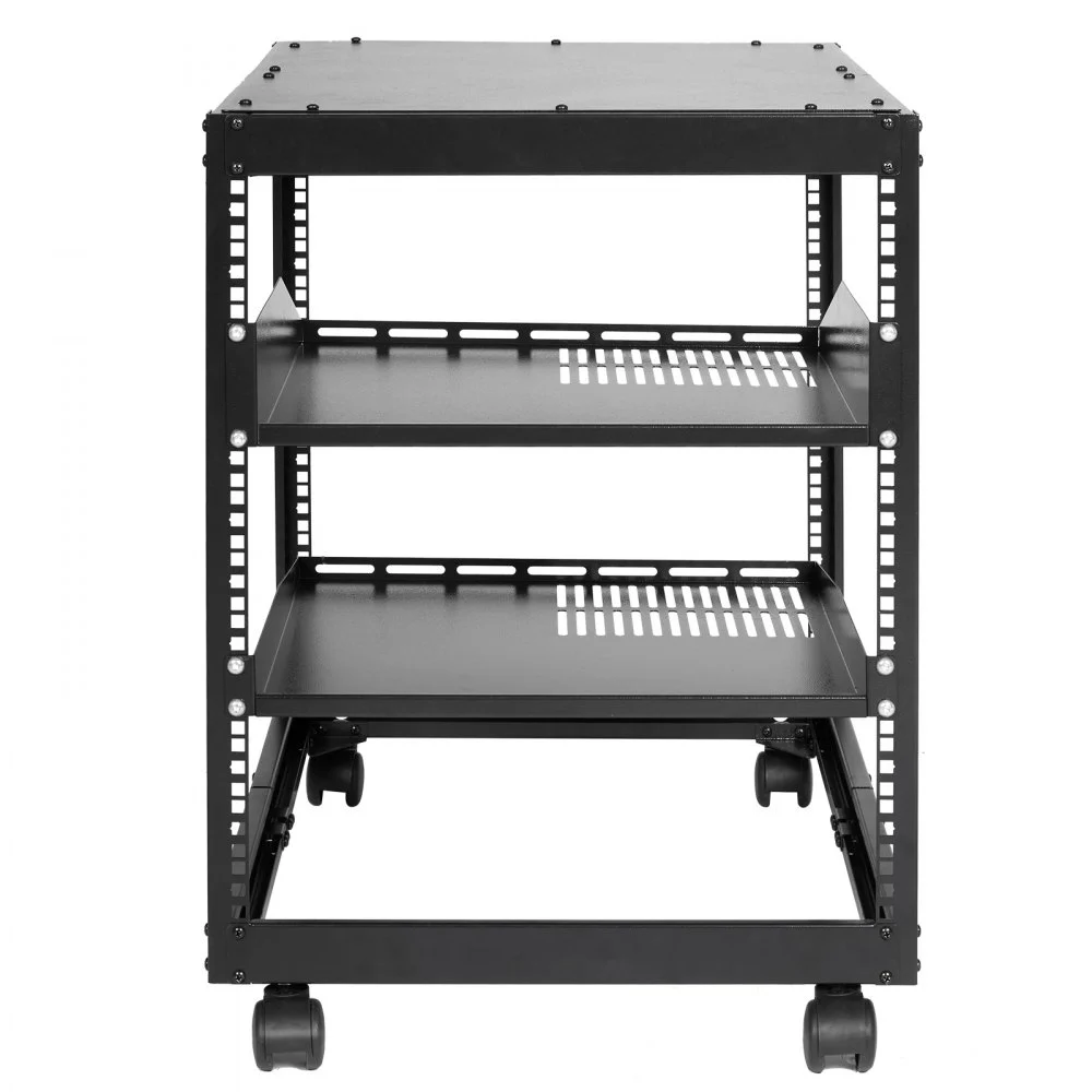 VEVOR 12U Rack de servidor de marco abierto, profundidad ajustable de 23 a 40 pulgadas, rack de servidor de red independiente o de montaje en pared, rack AV de 4 postes con ruedas, admite todos sus equipos de TI de red, equipo AV, enrutador, módem