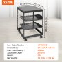 Dimensiones y especificaciones del rack de servidor VEVOR con altura de 12u, capacidad de carga de 500 lb y profundidad ajustable.