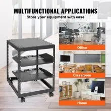 Rack de servidor de marco abierto VEVOR 12U, profundidad ajustable de 15''-40'', rack de servidor de red independiente o de montaje en pared, rack AV de 4 postes con ruedas, sostiene todo su equipo de red de TI AV Gear Router Modem