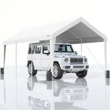 VEVOR Carport, 10 x 20 pies, toldo para coche, garaje, barco, refugio, tienda de campaña para fiestas con 8 postes reforzados y 4 bolsas de peso, lona resistente a los rayos UV, impermeable para todas las estaciones para SUV, F150, coche, camión, barco