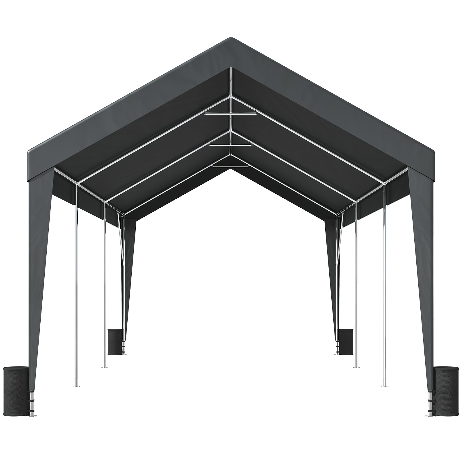 VEVOR Carport, Toldo para Coche Resistente de 10 x 20 pies, Refugio para Garaje al Aire Libre con 8 Postes Reforzados y 4 Bolsas con Peso, Carpa para Garaje Instantánea Impermeable Resistente a los Rayos UV para Fiesta, Jardín, Barco, Gris Oscuro