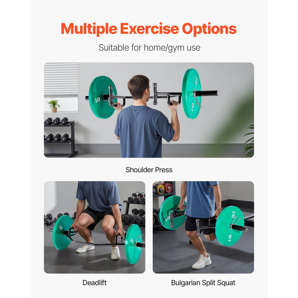 VEVOR Barra Hexagonal con Estructura Abierta, Capacidad de 360 kg, Barras para Encogimientos de Hombros con Agarres Moleteados, Equipo de Levantamiento de Pesas y Entrenamiento de Fuerza, Negro