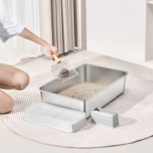 VEVOR - Caja de arena para gatos de 6 pulgadas de profundidad, sin olor, con tablero filtrante para los pies