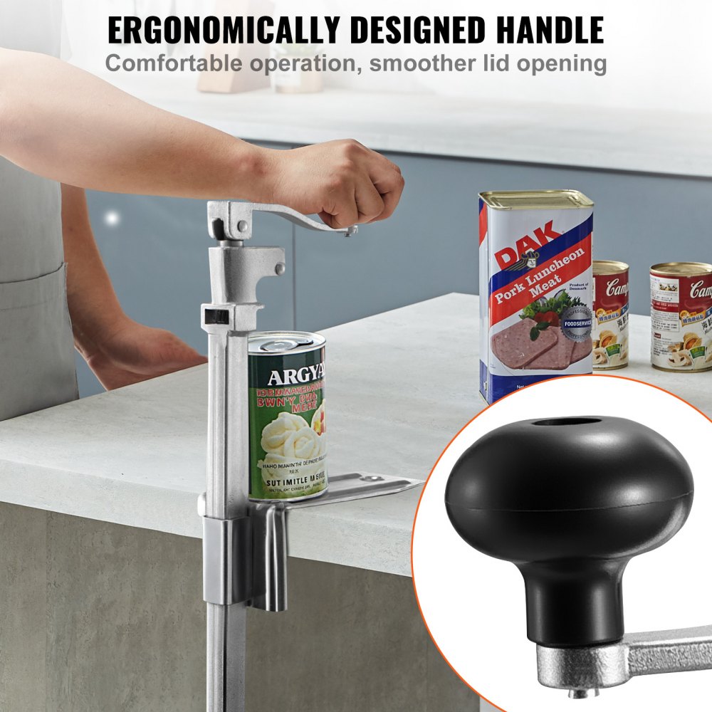 VEVOR Abrelatas, Abrelatas Manual de Sobremesa para Latas de hasta 30 cm de Altura, Altura Ajustable con Tornillos, Acero Fundido para Restaurantes y Hoteles, Tipo Fijo, 235 x 100 x 660 mm