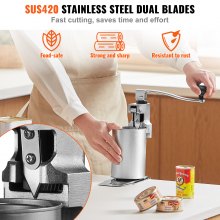 VEVOR Abrelatas manual, abridor de mesa comercial para latas grandes, abrelatas resistente con base, abridor de tarros industrial de altura ajustable para latas de hasta 11.8 pulgadas de alto, para restaurante, hotel, bar en casa