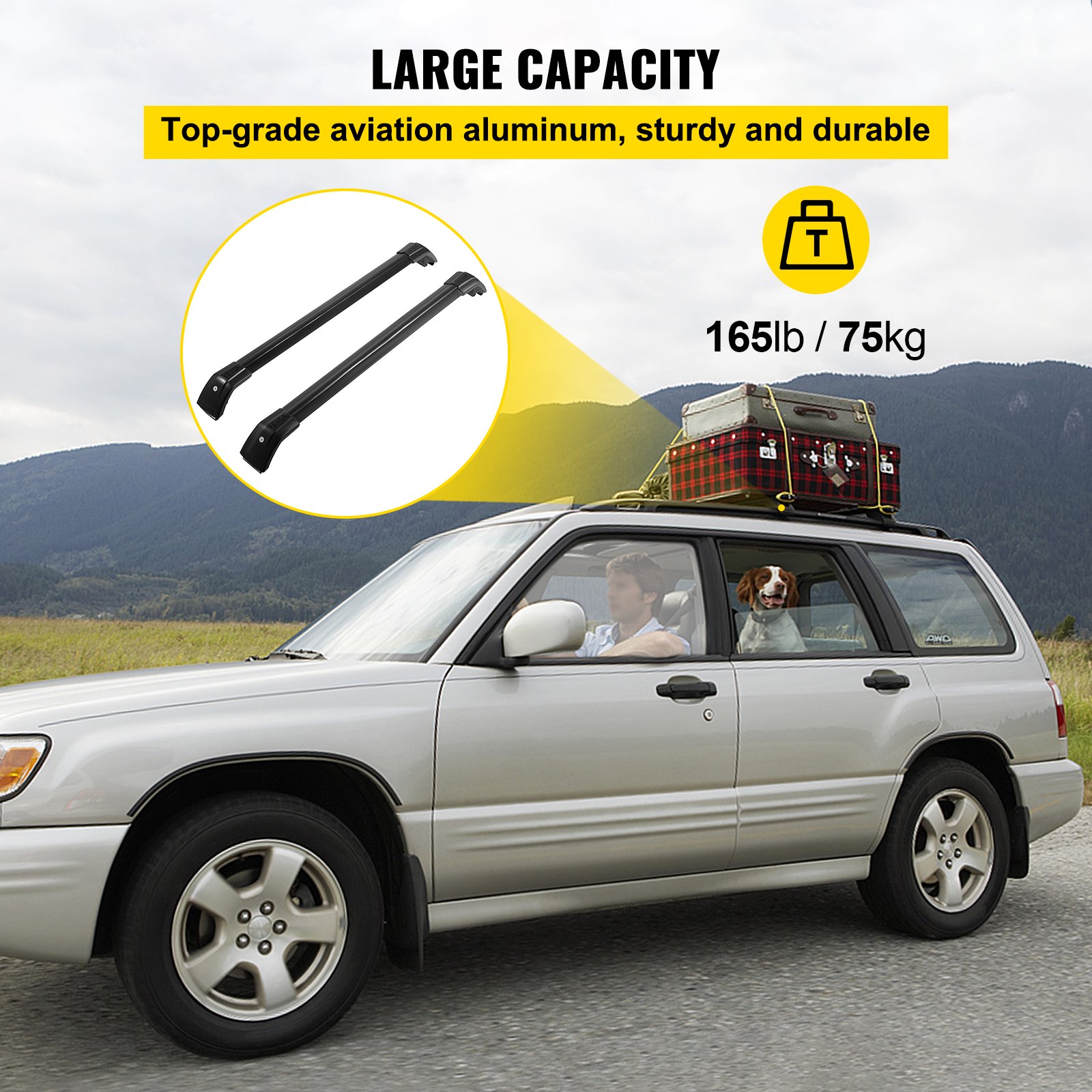 Portaequipajes VEVOR para Kia Sorento con aluminio de aviación de primera calidad, capacidad de 165 lb/75 kg.