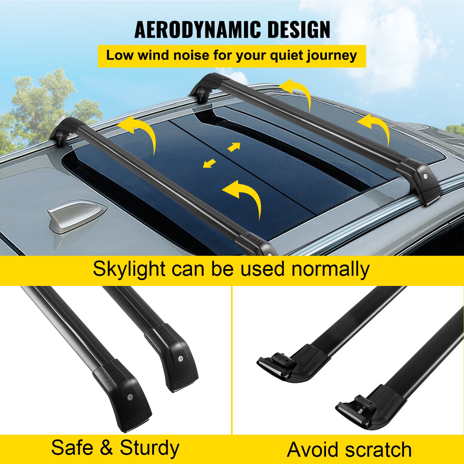 Portaequipajes aerodinámico VEVOR para Kia Sorento, claraboya utilizable, segura y resistente a los arañazos.