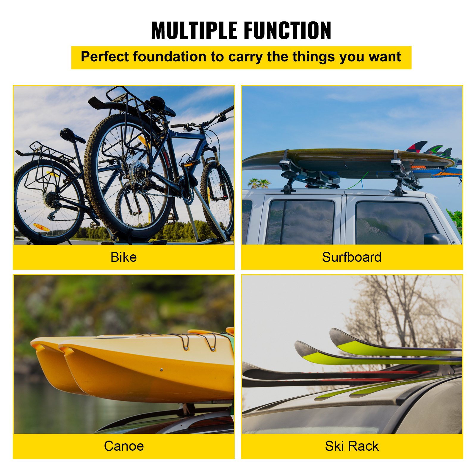 Portaequipajes de techo VEVOR para Kia Sorento con capacidad para transportar bicicletas, tablas de surf, canoas y portaesquís.