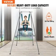 VEVOR Marco de yoga aéreo y hamaca de yoga, soporte de columpio de yoga profesional de 9,67 pies de altura, viene con hamaca aérea de 6,6 yardas, capacidad de carga máxima de 551,15 libras, plataforma de yoga para yoga aéreo en interiores y exteriores, verde