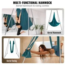 VEVOR Marco de yoga aéreo y hamaca de yoga, soporte de columpio de yoga profesional de 9,67 pies de altura, viene con hamaca aérea de 6,6 yardas, capacidad de carga máxima de 551,15 libras, plataforma de yoga para yoga aéreo en interiores y exteriores, verde