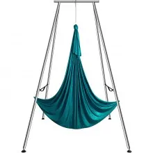 VEVOR Marco de yoga aéreo y hamaca de yoga, soporte de columpio de yoga profesional de 9,67 pies de altura, viene con hamaca aérea de 6,6 yardas, capacidad de carga máxima de 551,15 libras, plataforma de yoga para yoga aéreo en interiores y exteriores, verde